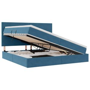 vidaXL Postel s &uacute;ložn&yacute;m prostorem a matrac&iacute; Tmavě modr&aacute; 200 x 200 cm