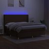 vidaXL Box spring postel s matrac&iacute; a LED tmavě hněd&aacute; 160x200 cm textil