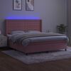 vidaXL Box spring postel s matrac&iacute; a LED růžov&aacute; 180x200 cm samet