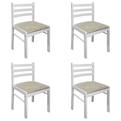 vidaXL Jídelní židle 4 ks bílé masivní kaučukovníkové dřevo a samet