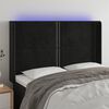 vidaXL Čelo postele s LED čern&eacute; 147 x 16 x 118/128 cm samet