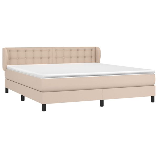 vidaXL Box spring postel s matrac&iacute; cappuccino 160x200 cm uměl&aacute; kůže