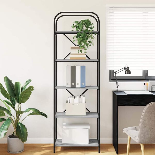 vidaXL Knihovna &Scaron;ed&aacute; Sonoma 60 x 30 x 183 cm Kompozitn&iacute; dřevo