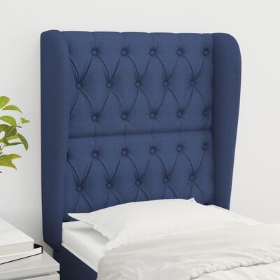 vidaXL Čelo postele typu ušák modré 83 x 23 x 118/128 cm textil