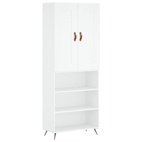 vidaXL Skř&iacute;ň highboard b&iacute;l&aacute; 69,5 x 34 x 180 cm kompozitn&iacute; dřevo