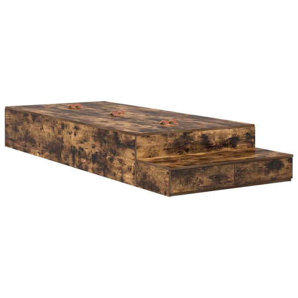 vidaXL Rám postele s úložným prostorem se zásuvkou Kouřový dub 90 cm