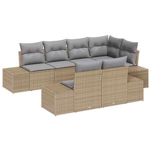 vidaXL Sada zahradn&iacute;ch pohovek 7 pcs Beige a &scaron;ed&aacute; polyratan