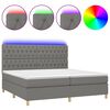 vidaXL Box spring postel s matrac&iacute; a LED tmavě &scaron;ed&aacute; 200x200 cm textil