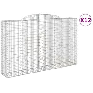 vidaXL Klenut&eacute; gabionov&eacute; ko&scaron;e 12ks 300x50x180/200cm pozinkovan&eacute; železo