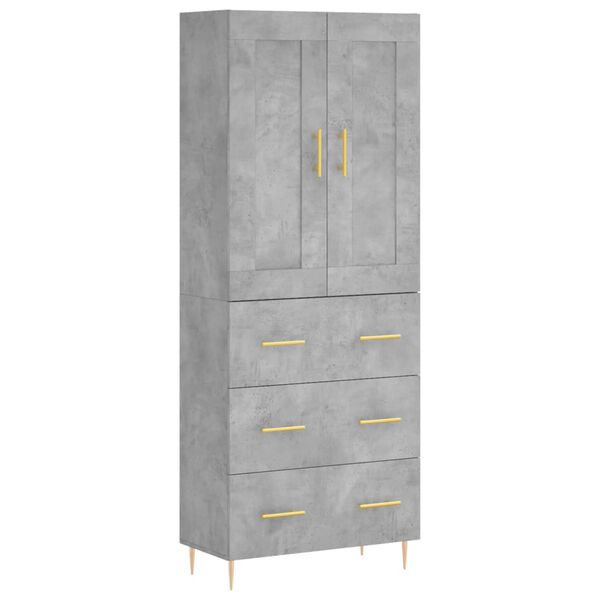 vidaXL Skř&iacute;ň highboard betonově &scaron;ed&aacute; 69,5x34x180 cm kompozitn&iacute; dřevo