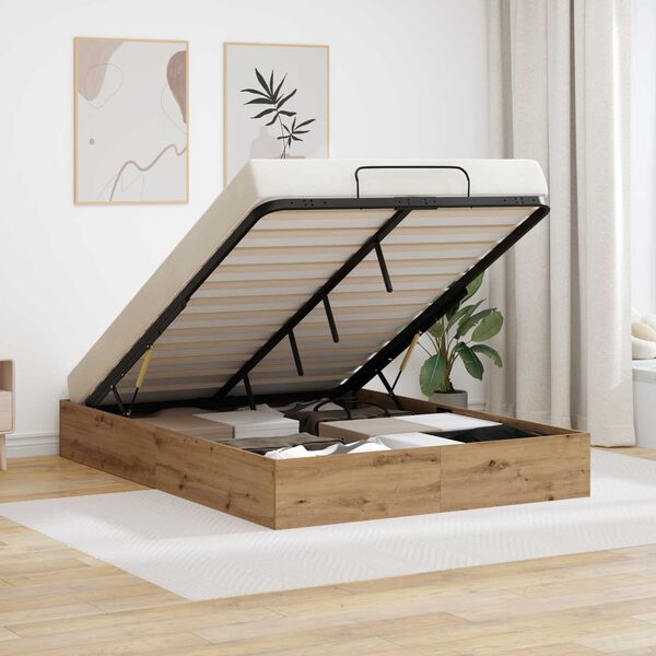 vidaXL Ottoman postel Řemesln&yacute; Dub 140 x 200 cm Dřevěn&yacute; materi&aacute;l