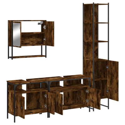vidaXL 4dílný set koupelnového nábytku kouřový dub kompozitní dřevo