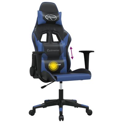vidaXL Masážní herní židle černá a modrá umělá kůže