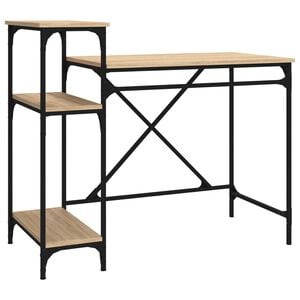 vidaXL Psac&iacute; stůl s policemi dub sonoma 105x50x90 cm kompozit a železo