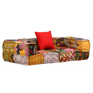 vidaXL 2m&iacute;stn&yacute; modul&aacute;rn&iacute; pouf patchwork textil