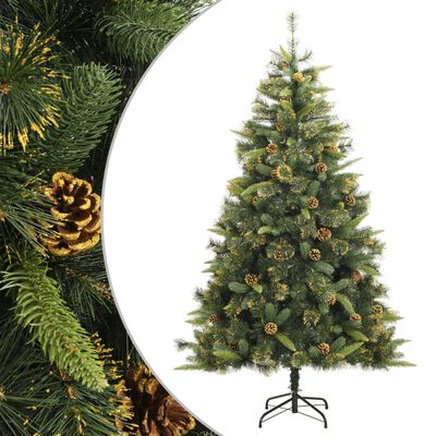 vidaXL Umělý sklápěcí vánoční stromek s šiškami 210 cm