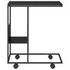 vidaXL Odkl&aacute;dac&iacute; stolek s kolečky čern&yacute; 55x36x63,5 cm kompozitn&iacute; dřevo