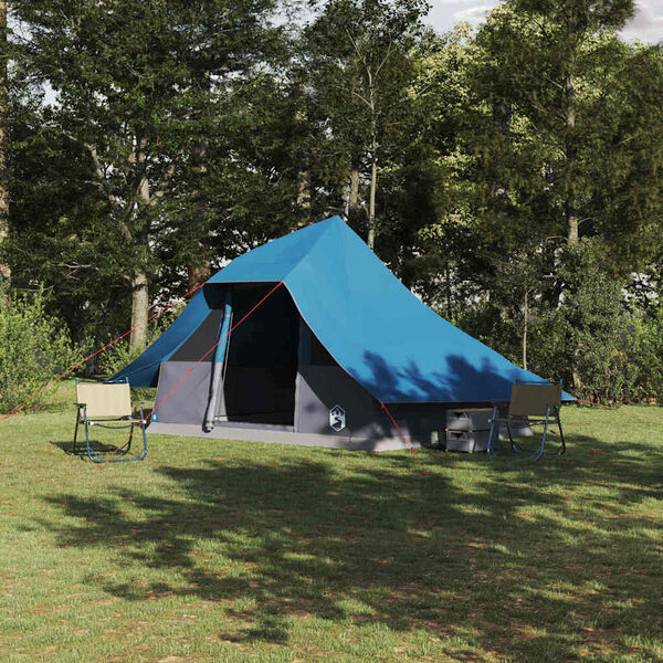 vidaXL Tipi stan se střechou s &uacute;loži&scaron;těm Modr&aacute; 364 x 281 x 257 cm taft