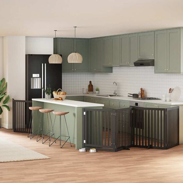 vidaXL Z&aacute;brana pro psy s dv&iacute;řky skl&aacute;dac&iacute; 6 panelů čern&aacute; 480 cm topol