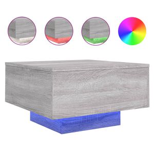 vidaXL Konferenčn&iacute; stolek s LED osvětlen&iacute;m &scaron;ed&yacute; sonoma 55 x 55 x 31 cm