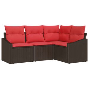 vidaXL Set pohovek 4 ks Hněd&aacute; polyratan