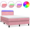 vidaXL Box spring postel s matrací a LED růžová 120x210 cm samet