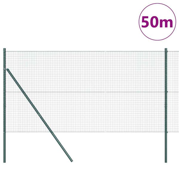 vidaXL Plotov&yacute; sloupek. Zelen&aacute; 50 x 1 m (25 x 25 mm mř&iacute;žka) Ocel a PVC