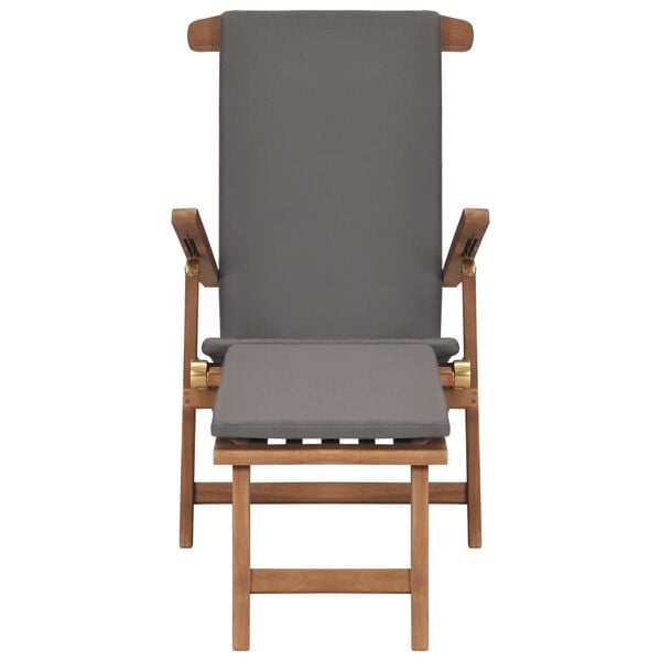 vidaXL Polohovac&iacute; židle s podu&scaron;kou tmavě &scaron;ed&aacute; masivn&iacute; teakov&eacute; dřevo
