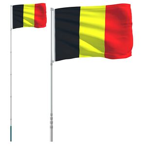 vidaXL Vlajka Belgie a stož&aacute;r 5,5 m hlin&iacute;k
