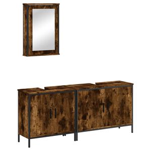 vidaXL 3d&iacute;ln&yacute; set koupelnov&eacute;ho n&aacute;bytku kouřov&yacute; dub kompozitn&iacute; dřevo