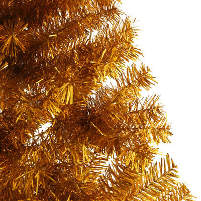 vidaXL Umělý poloviční vánoční stromek se stojanem zlatý 240 cm PET