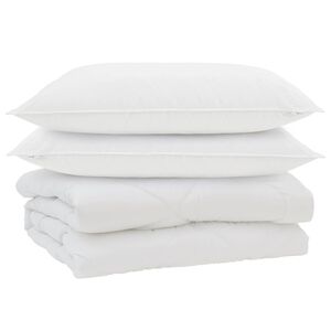 vidaXL Přikr&yacute;vka s pol&scaron;t&aacute;řem 3 pcs B&iacute;l&aacute; Mikrovl&aacute;kno