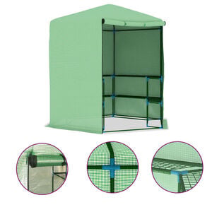 vidaXL Sklen&iacute;k s policemi ocel 227 x 223 cm
