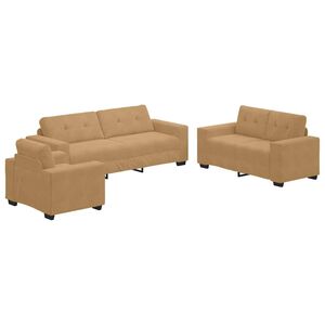 vidaXL Set pohovek 3 ks Hněd&aacute; samet