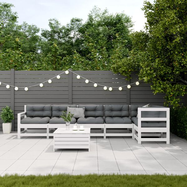 vidaXL 7d&iacute;ln&aacute; zahradn&iacute; souprava s podu&scaron;kami b&iacute;l&aacute; masivn&iacute; borovice