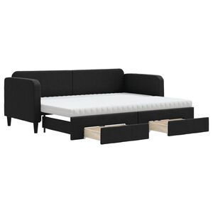vidaXL V&aacute;lenda s přist&yacute;lkou a z&aacute;suvkami čern&aacute; 80 x 200 cm textil