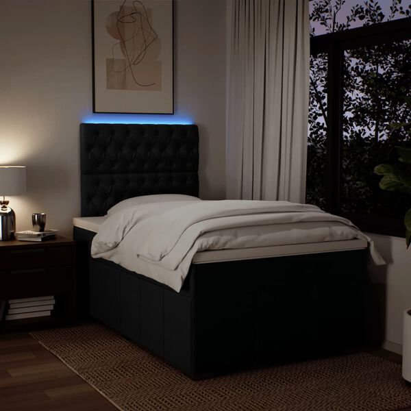 vidaXL Box spring postel s matrac&iacute; čern&aacute; 120x190 cm textil