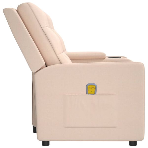 vidaXL 2místné masážní polohovací křeslo s držákem nápojů krémové