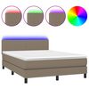 vidaXL Box spring postel s matrac&iacute; a LED taupe 140x200 cm textil
