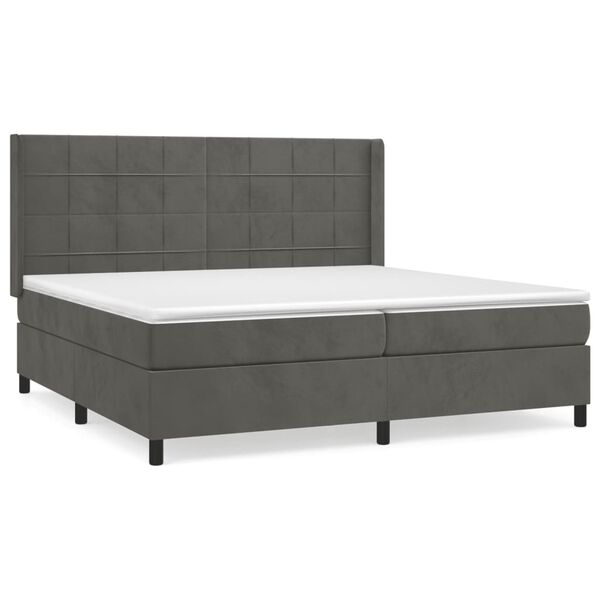 vidaXL Box spring postel s matrac&iacute; tmavě &scaron;ed&aacute; 200x200 cm samet