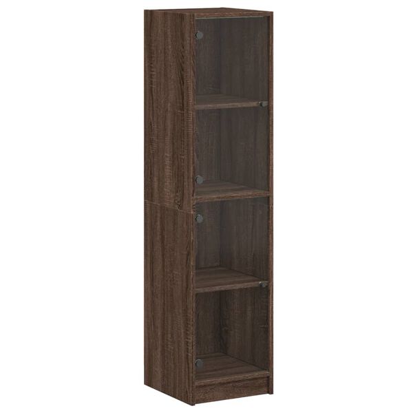 vidaXL Highboard se skleněn&yacute;mi dv&iacute;řky hněd&yacute; dub 35 x 37 x 142 cm