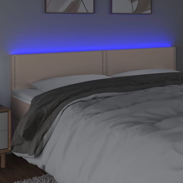 vidaXL Čelo postele s LED cappuccino 160x5x78/88 cm uměl&aacute; kůže