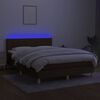 vidaXL Box spring postel s matrac&iacute; a LED tmavě hněd&aacute; 140x190 cm textil
