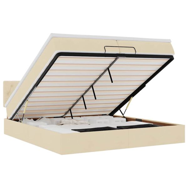 vidaXL Osmansk&yacute; r&aacute;m postele s matrac&iacute; kr&eacute;mov&aacute; 200x200 cm textil