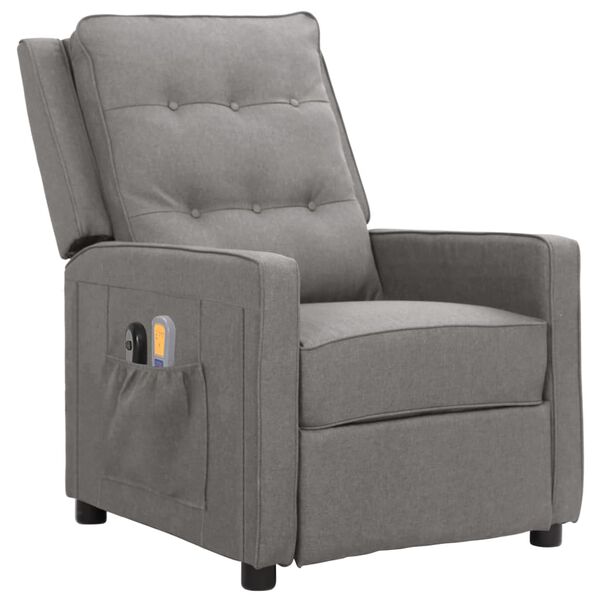 vidaXL Elektrick&eacute; mas&aacute;žn&iacute; křeslo světle &scaron;ed&eacute; textil