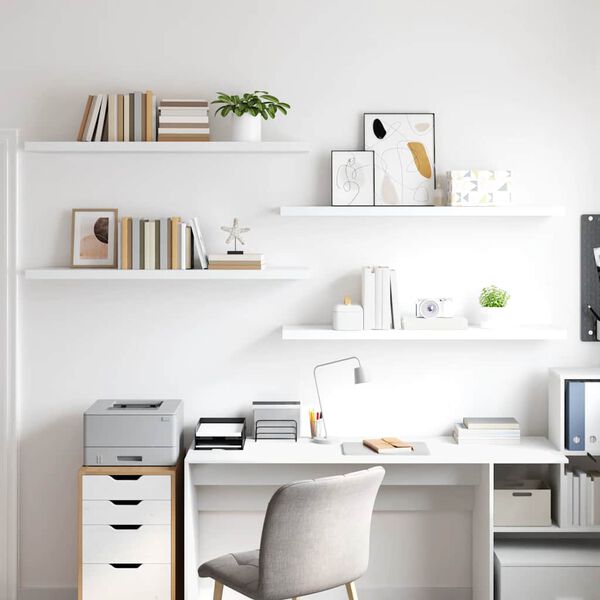 vidaXL Plovouc&iacute; n&aacute;stěnn&eacute; police 4 ks b&iacute;l&eacute; 120 x 23,5 x 3,8 cm MDF