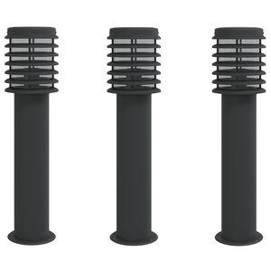 vidaXL Venkovn&iacute; stojac&iacute; lampy 3 ks čern&eacute; 60 cm nerezov&aacute; ocel
