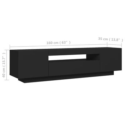 vidaXL TV skříňka s LED osvětlením černá 160 x 35 x 40 cm