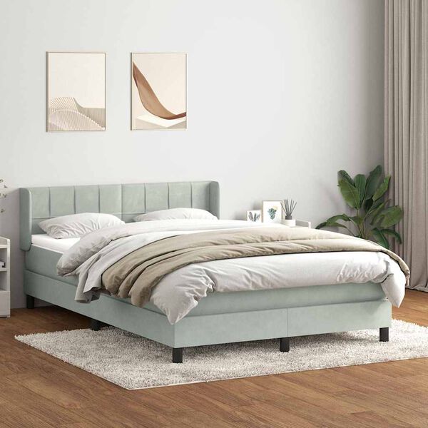 vidaXL Box spring postel s matrac&iacute; světle &scaron;ed&aacute; 140x210 cm samet