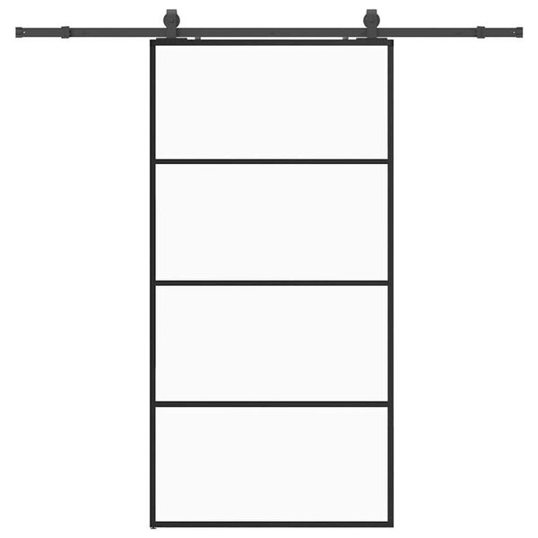 vidaXL Posuvn&eacute; dveře se sadou kov&aacute;n&iacute; čern&eacute; 102,5x205 cm ESG Glass